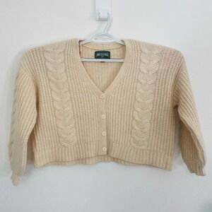 American Eagle Wool Blend Chunky Cable Knit Crop Cardigan Button‎ Up Sweater XL